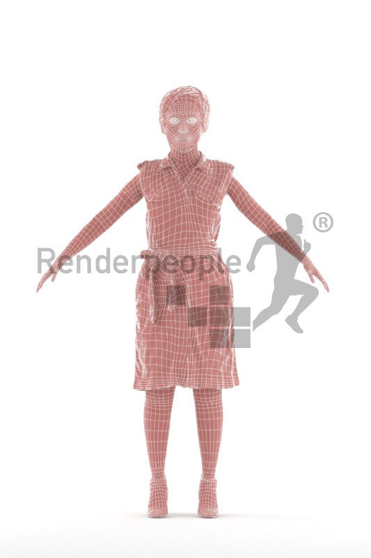 Rigged human 3D model by Renderpeople – asian woman in smart casual dress
