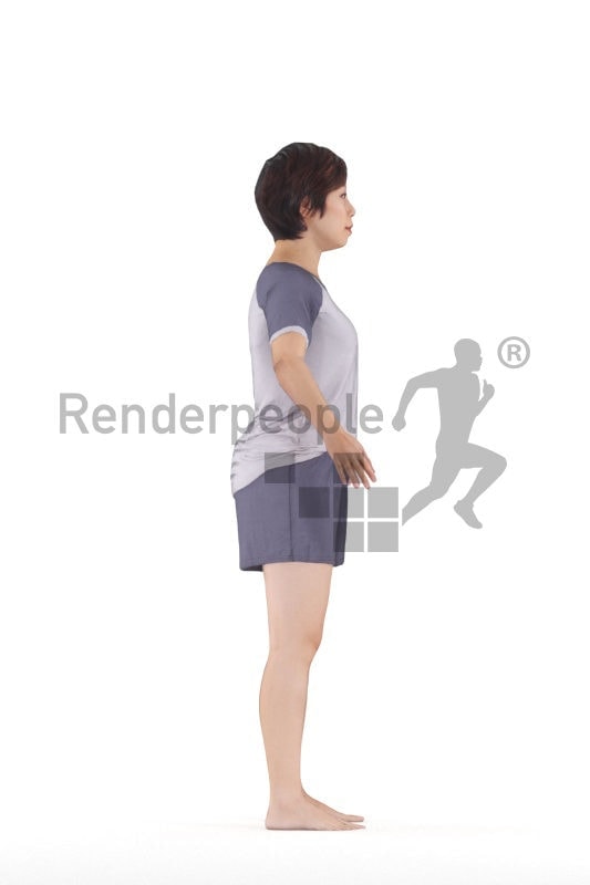 Rigged and retopologized 3D People model – Asian woman in sleepwear