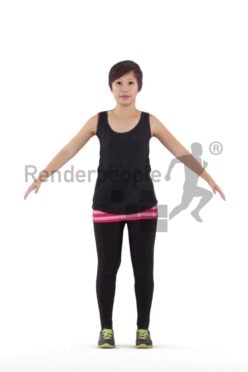 Rigged human 3D model by Renderpeople – asian woman in sports clothing