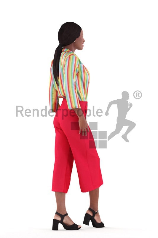 3D People model for 3ds Max and Cinema 4D – black woman in smart casual outfit, standing and talking