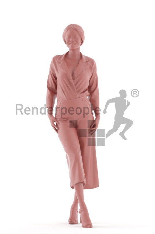 3D People model for 3ds Max and Cinema 4D – black woman in smart casual outfit, standing and talking