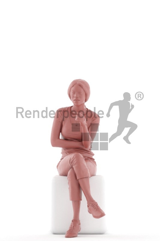 Photorealistic 3D People model by Renderpeople – black woman in sporty golf outfit