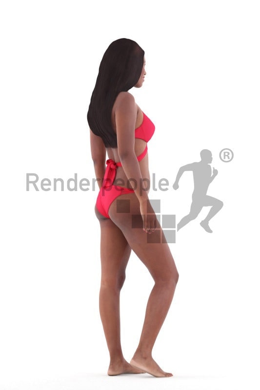Posed 3D People model for renderings – black woman in red bikini