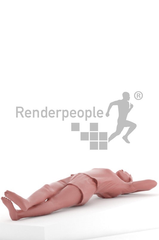 Posed 3D People model for visualization – black woman in summer sleepwear, laying in the bed