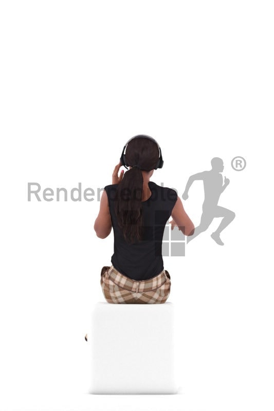 3D People model for 3ds Max and Cinema 4D – black woman in business look, with a headset
