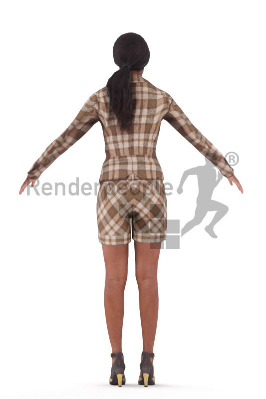 Rigged and retopologized 3D People model – black woman in buisness clothing