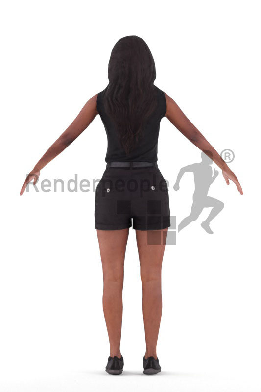 Rigged 3D People model for Maya and Cinema 4D – black woman in casual summer look