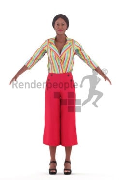 Rigged and retopologized 3D People model – black woman in office clothing