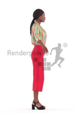 Rigged and retopologized 3D People model – black woman in office clothing