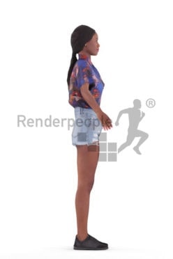 Rigged 3D People model for Maya and 3ds Max – black woman in casual summer look