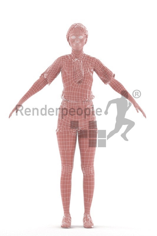 Rigged 3D People model for Maya and 3ds Max – black woman in casual summer look