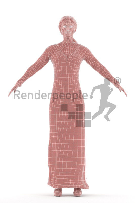 Rigged 3D People model for Maya and 3ds Max – black woman in event dress
