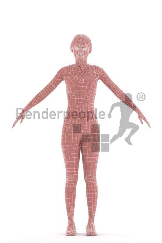 Rigged human 3D model by Renderpeople – black woman in sports wear