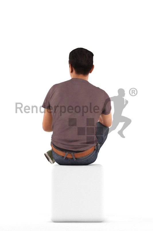 3d people casual, asian 3d man sitting and discussing