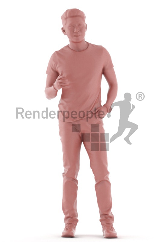 3d people casual, asian 3d man standing and talking