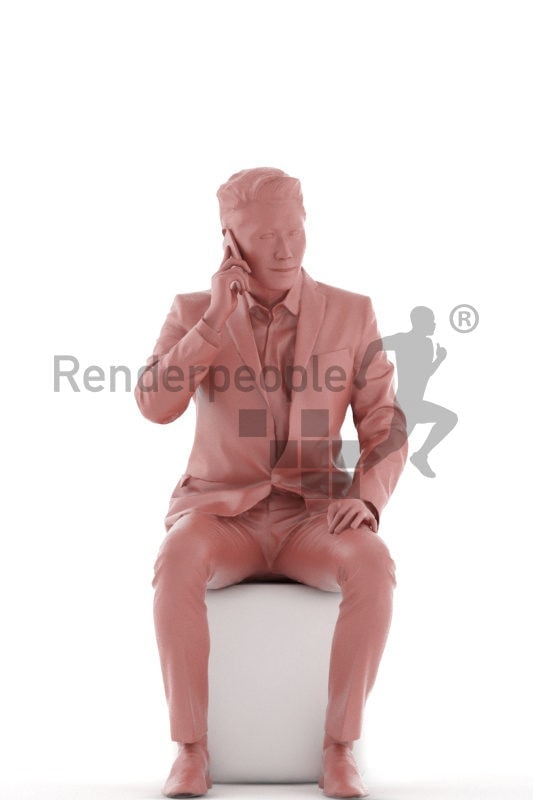 3d people business, asian 3d man sitting and talking