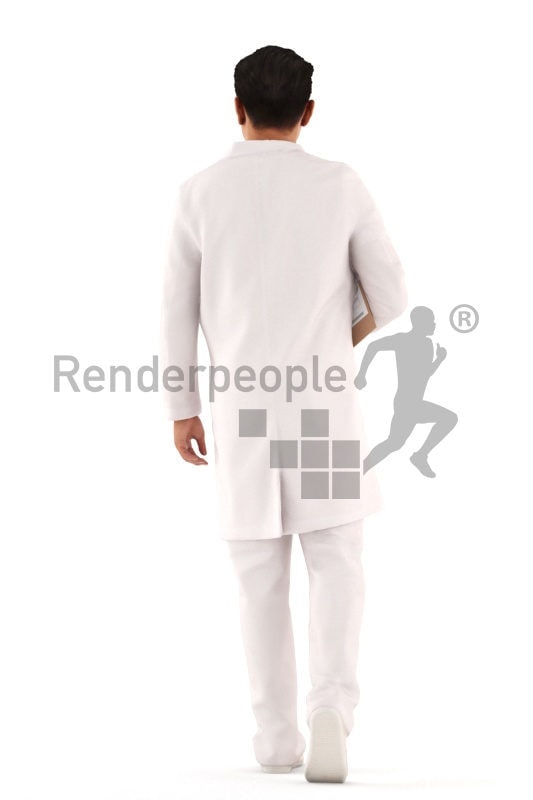 3d people service, hospital asian 3d man walking