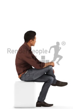 3d people event, asian 3d man sitting and talking