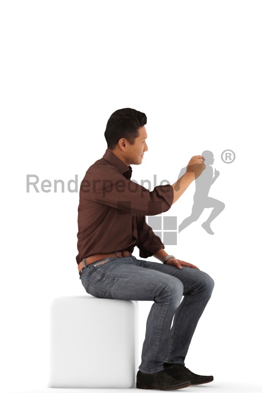 3d people event, asian 3d man sitting and talking