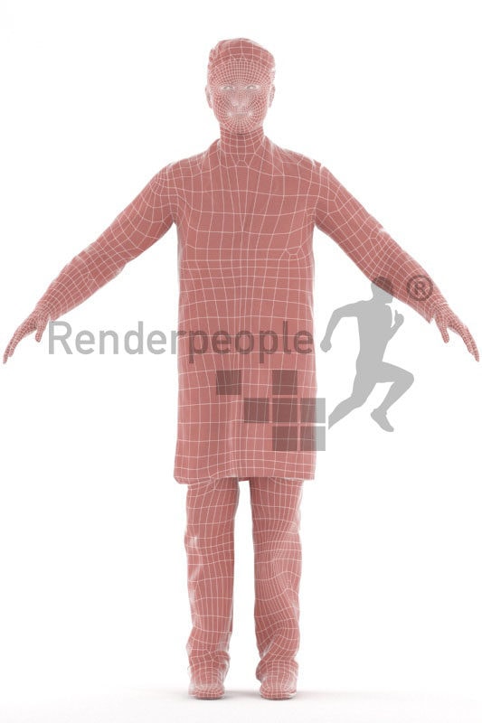 3d people healthcare, asian rigged man in A Pose