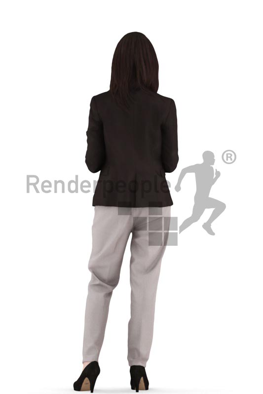 3d people business, asian 3d woman standing with her mobile phone