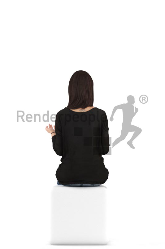 3d people casual, asian 3d woman sitting,drinking coffee and talking