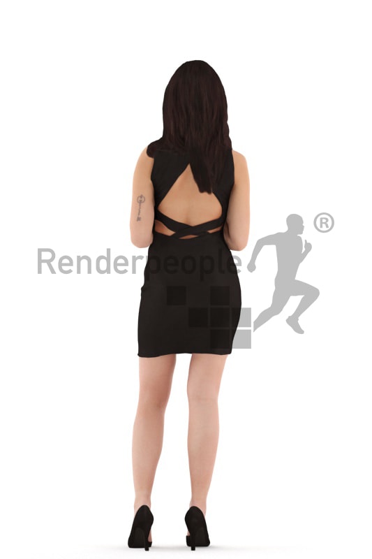 3d people event, asian 3d woman standing with a cup