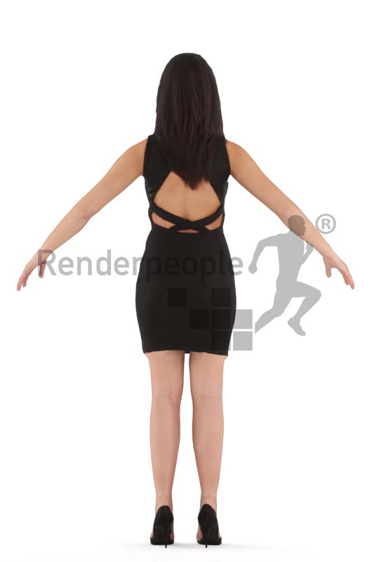 3d people event, rigged asian woman in A Pose