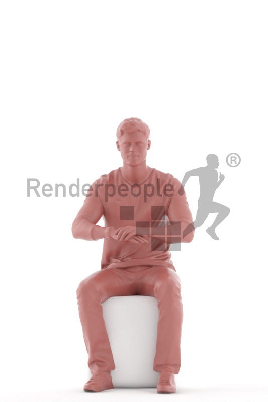 3d people casual, 3d white man sitting at table