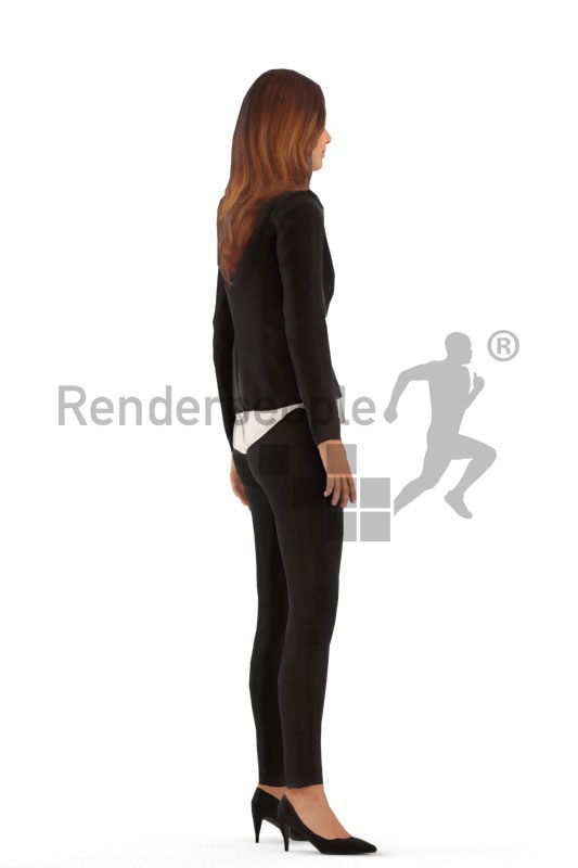 Animated human 3D model by Renderpeople – european woman in business clothes, standing