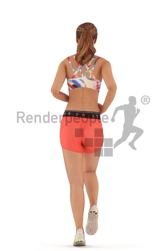 3d people sports, animated woman running