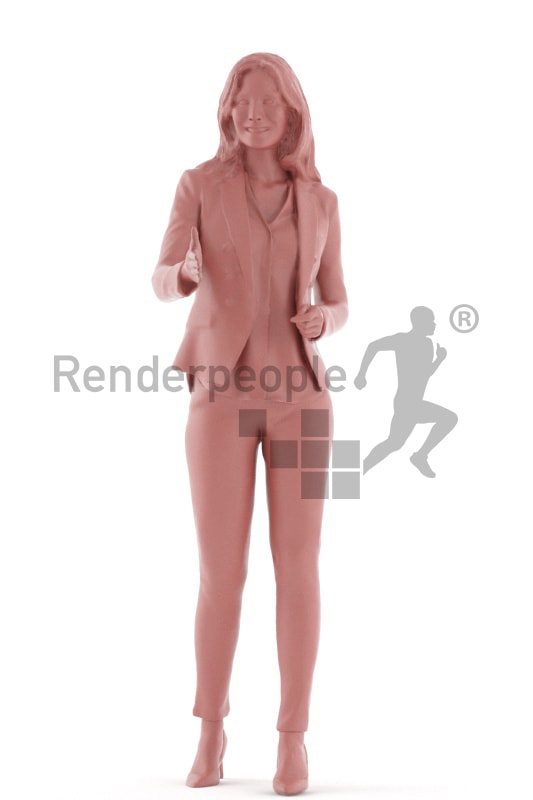 3d people evening, white 3d woman standing and shaking hands