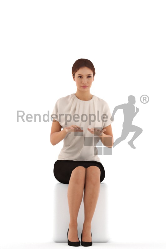 3d people business, white 3d woman typing