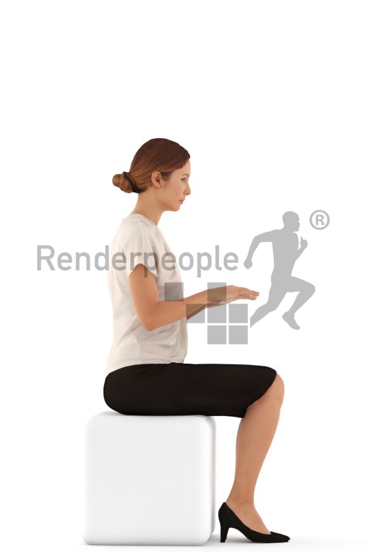 3d people business, white 3d woman typing