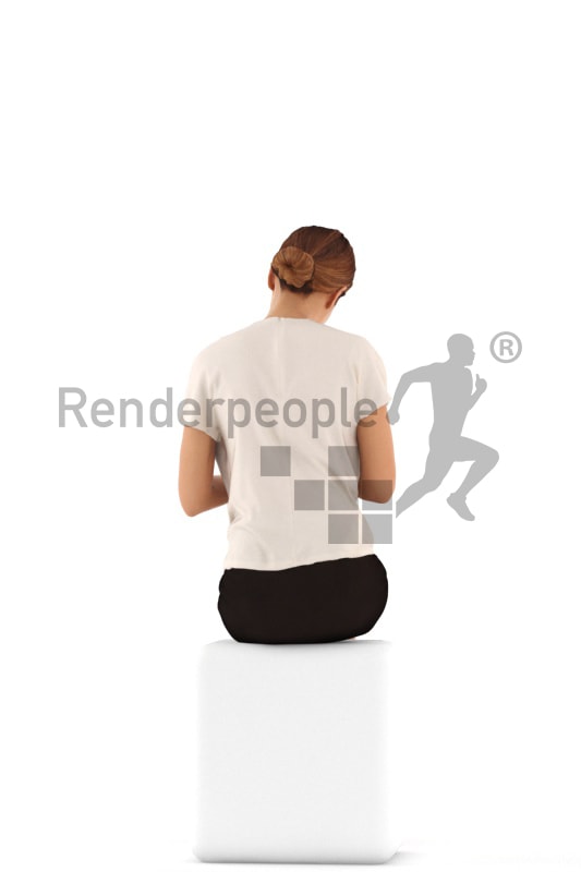 3d people business, white 3d woman writing on a clipboard