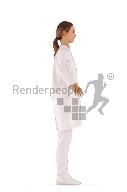 3d people doctor, rigged woman in A Pose