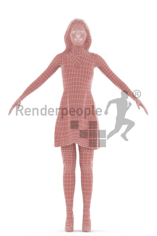 3d people event, white rigged woman in A Pose