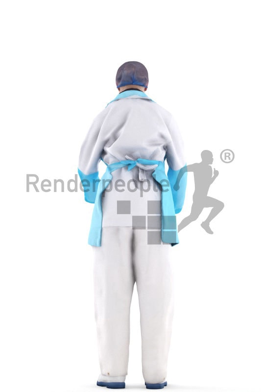 3d people healthcare, white 3d woman operating