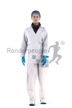 3d people healthcare, white 3d woman standing