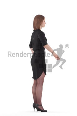 Rigged and retopologized 3D People model – white woman in event look