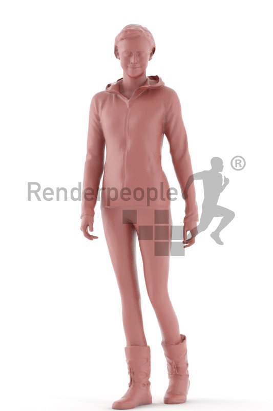 3d people casual, white friendly looking 3d woman wearing boots