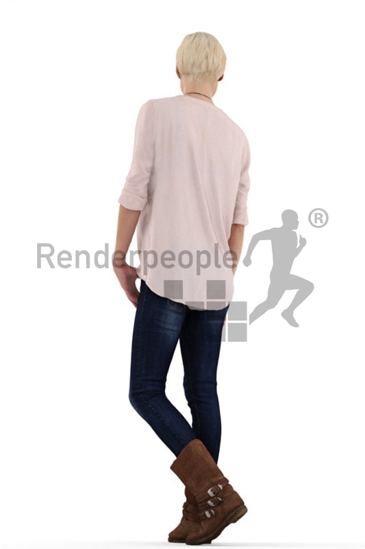 3d people casual, white friendly looking 3d woman standing and smiling