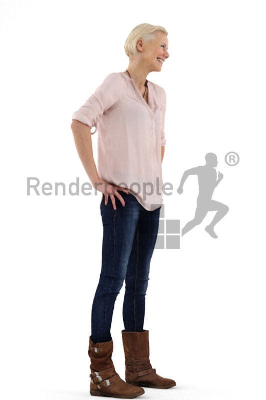 3d people casual, white friendly looking 3d woman standing and smiling