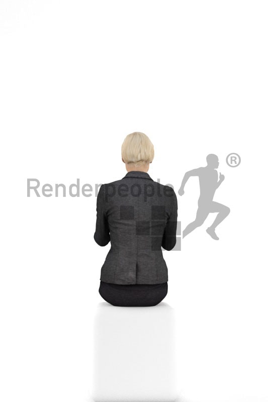 3d people driving, white 3d woman with short blond hair driving