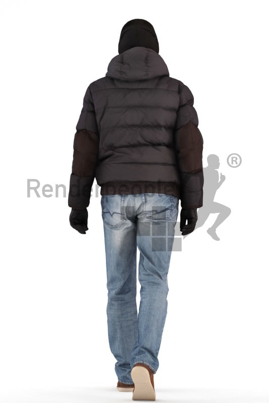 3d people casual outdoor, best ager man walking