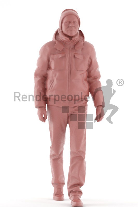 3d people casual outdoor, best ager man walking