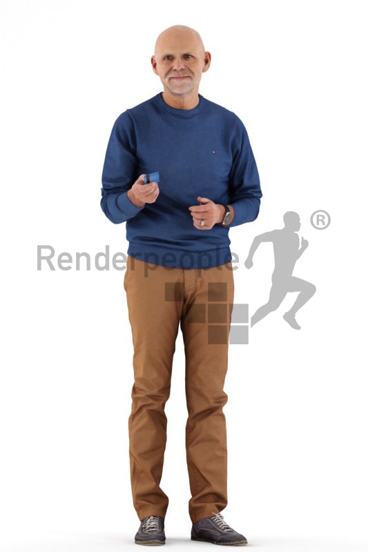 3d people casual, best ager man holding credit card