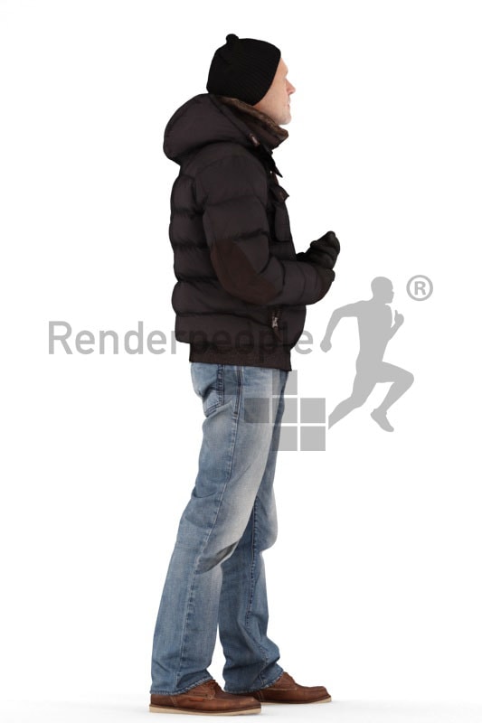 3d people casual outdoor, best ager man standing