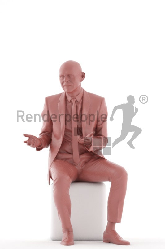 3d people business, best ager man sitting and discussing