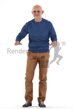 3d people casual, best ager man standing